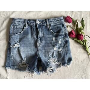 Risen Jeans Distress Denim Shorts Size Medium